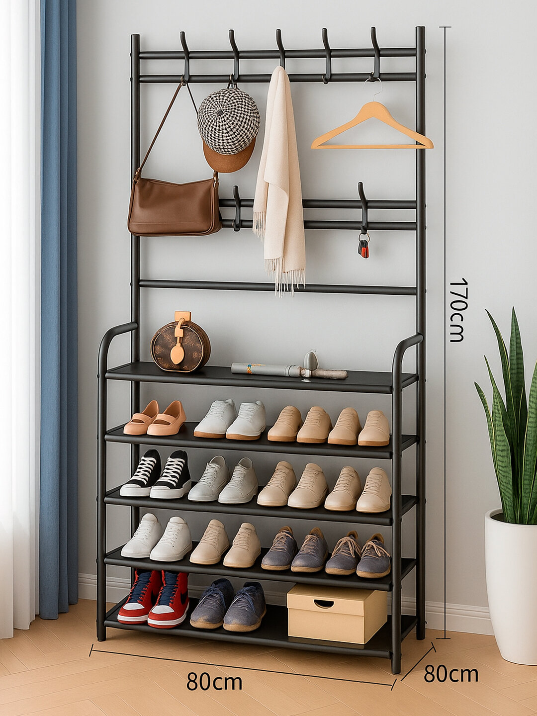 Напольная вешалка с пятью вместительными полками 26х80х171 см