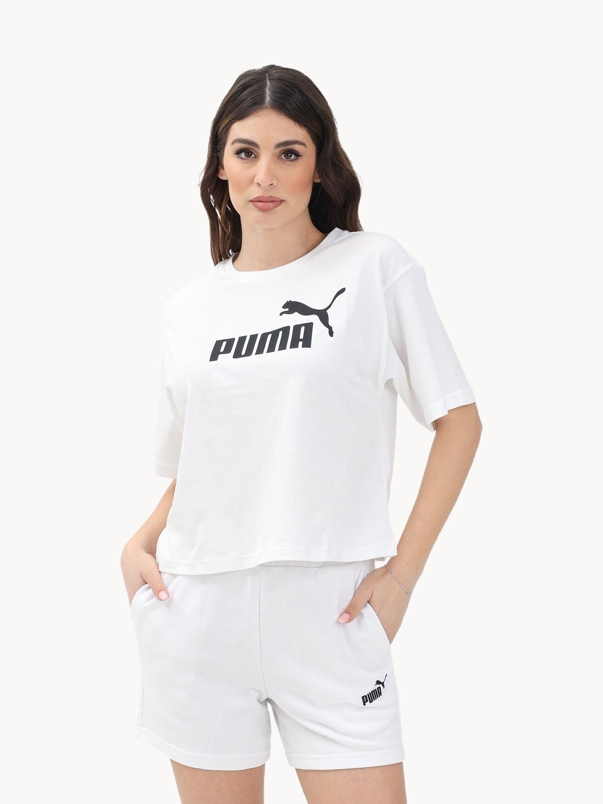 Футболка PUMA ESS Cropped No.1 Logo, размер S, белый