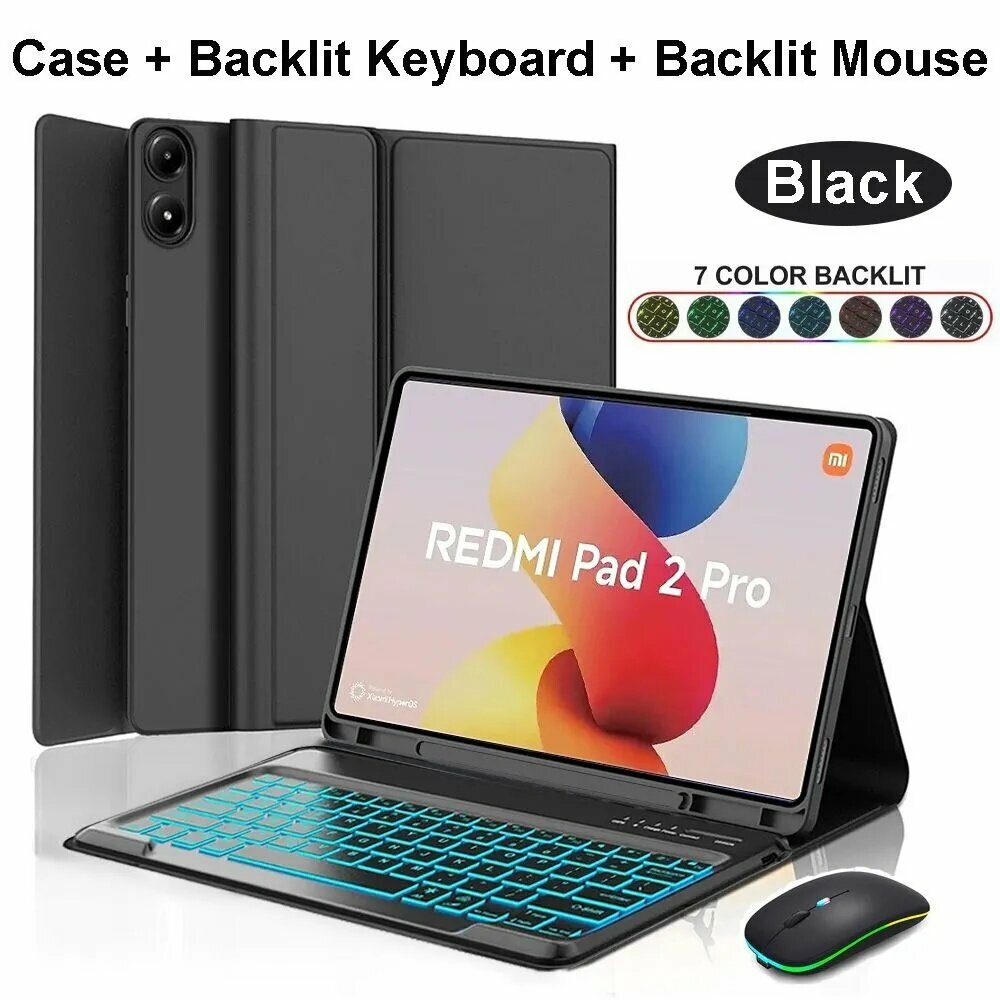 Чехол для Redmi Pad 2 Pro 12,1 дюйма, русская клавиатура Bluetooth для Xiaomi Redmi Pad Pro 12,1 дюйма