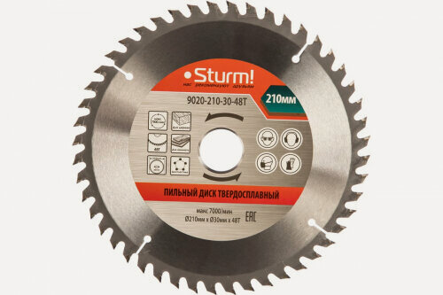 Изображение товара Диск пильный Sturm! 9020-210-30-48T, 210x30x48 зубьев, твердосплавные напайки