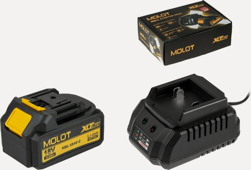 Изображение товара Комплект аккумулятор 18В 4 Ач и зарядное устройство MOLOT XLT Lite (2329090)