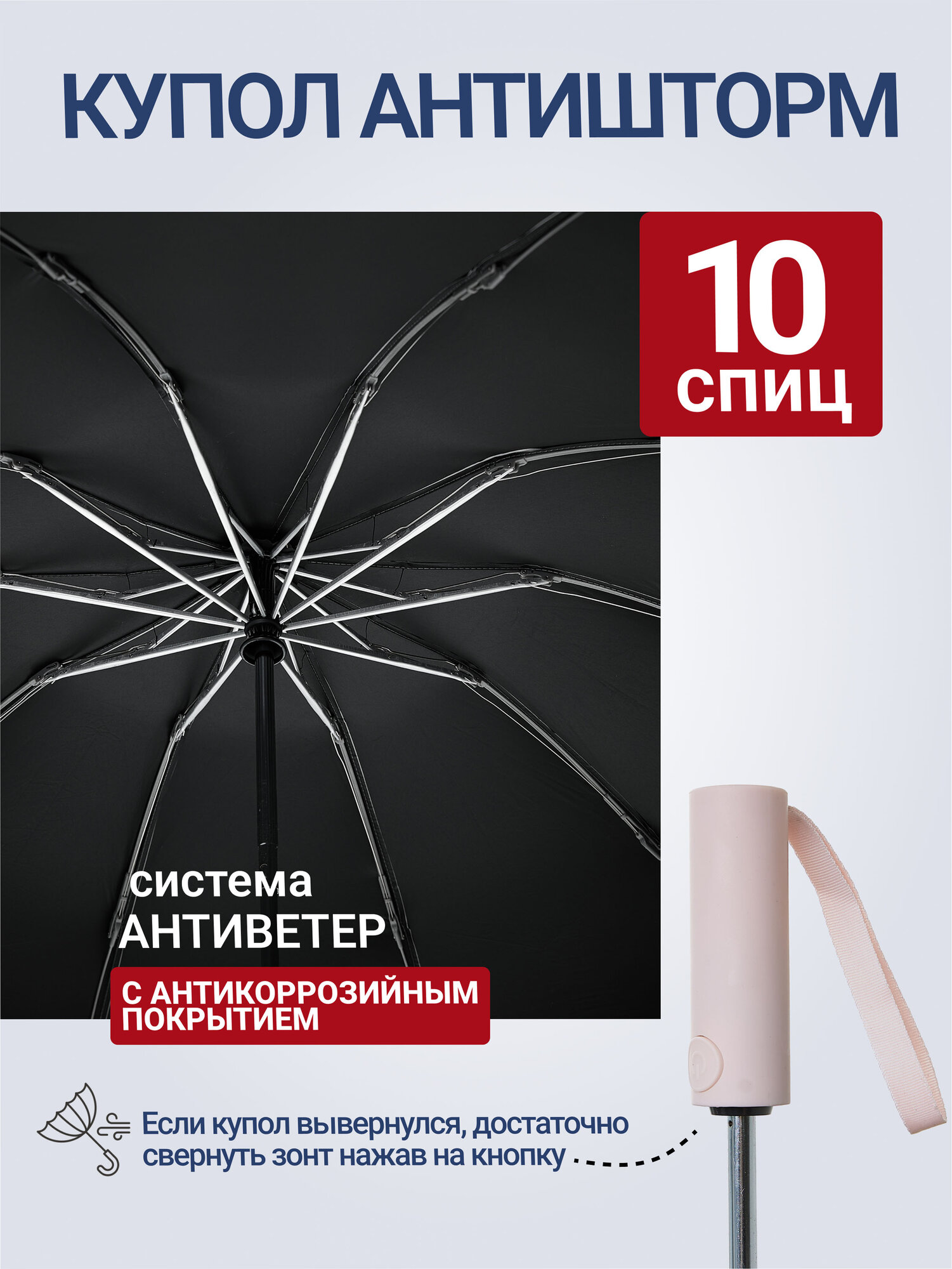 Смарт-зонт RAINDROPS, pink — фото 1