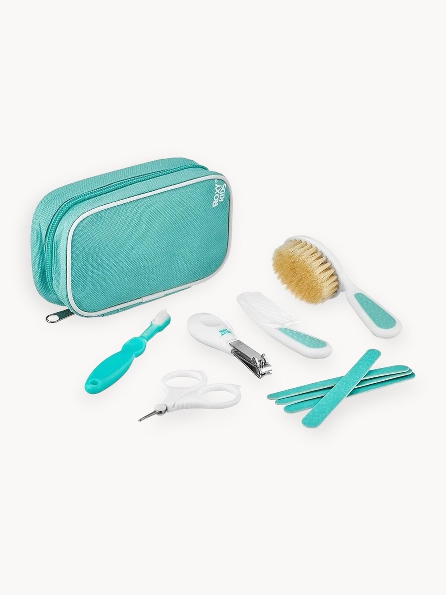 Набор гигиенический для ухода за малышом с рождения ROXY-KIDS в пенале в дорогу, цвет бирюзовый