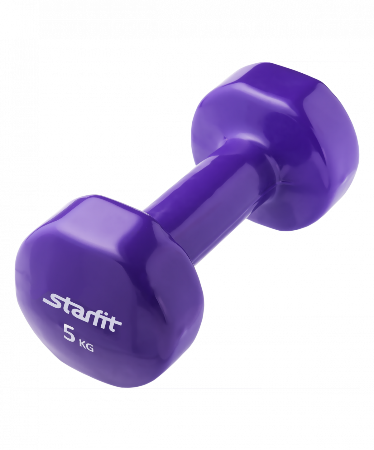 Гантель виниловая STARFIT DB-101 5 кг, фиолетовая (1 шт.) 1/4;