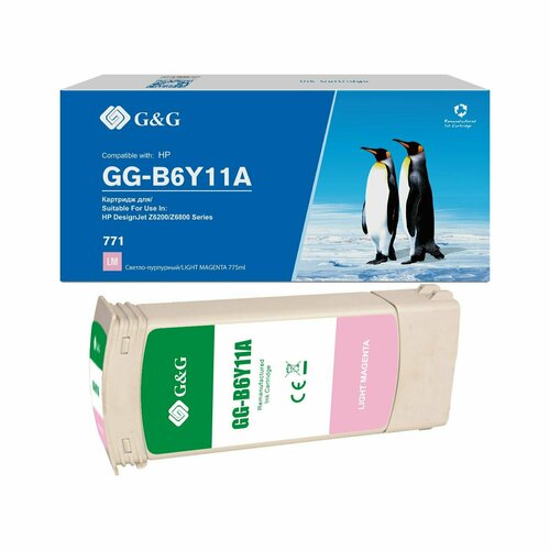 G&G GG-B6Y11A картридж струйный (HP 771 - B6Y11A) светло-пурпурный 775 мл картридж hp 771c b6y11a светло пурпурный