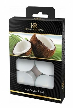 свеча ароматическая чайная малая 6шт кокосовый рай kukina raffinata 202794 - фото №4