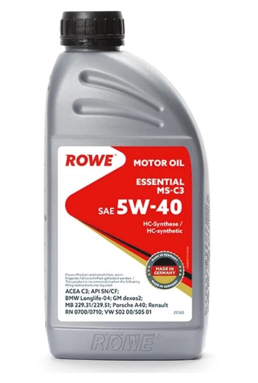 Моторное масло ROWE ESSENTIAL SAE 5W-40 MS-C3, 1л