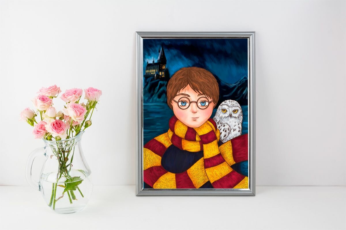 Постер для интерьера Гарри Поттер и Букля. Плакат для дома 21 см на 15 см