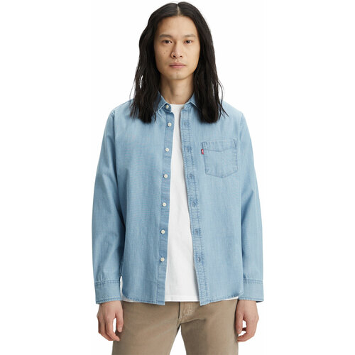 фото Рубашка levi's men sunset 1 pocket standard fit shirt, размер xs, голубой