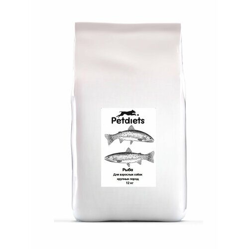 Корм сухой Petdiets Петдаетс для собак крупных пород рыба 12кг 6490₽
