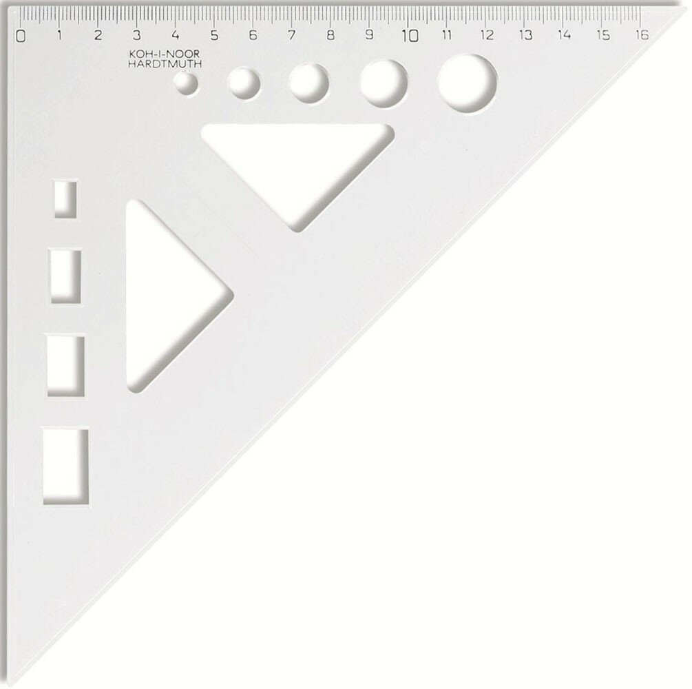 Угольник 45/177 с шаблонами прозрачный