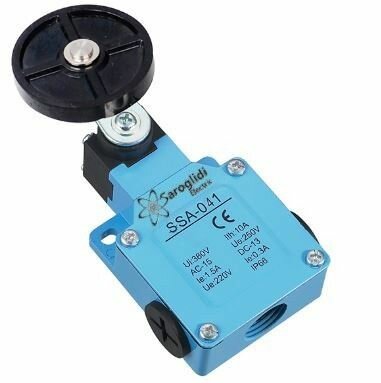 Концевой выключатель Saroglidi Electric SSA-041, металлический, рычаг с поворотным роликом, 1 шт.