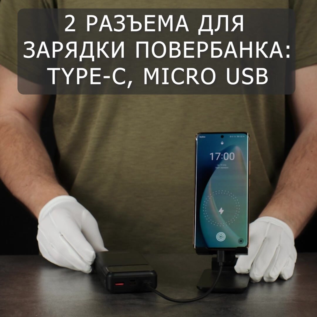 Повербанк 20000 mAh, 2 USB+Type-C, быстрая зарядка, powerbank, пауэр банк, power bank, внешний аккумулятор как xiaomi — фото 1