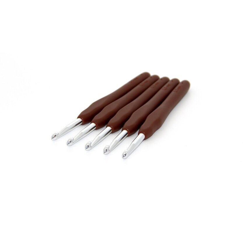 Крючки для вязания Рукоделие односторонние алюминиевые, с силиконовой ручкой, 5,5 мм, 5 шт