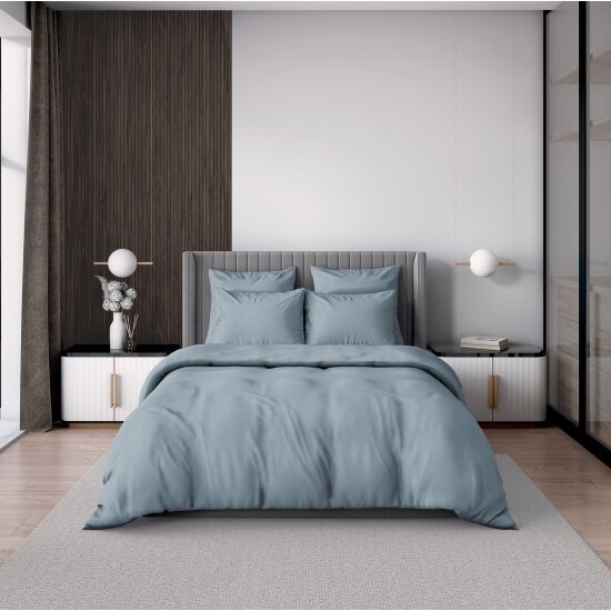 Двуспальный комплект постельного белья Волшебная Ночь Ранфорс Светлая бирюза наволочки 50/70 928210