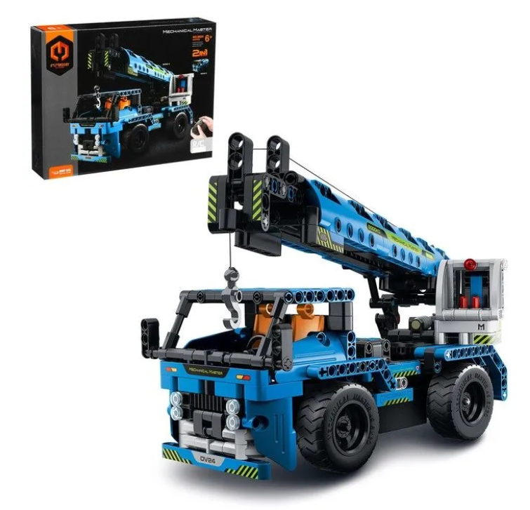 Конструктор IMM пластиковый "Строительный кран" с пультом управления, 2в1, 401 деталь, для детей 6+