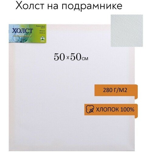 Холст на подрамнике, хлопок 100%, 50 х 50 х 1.8 см, акриловый грунт, мелкозернистый, 280 г/м² холст на подрамнике смесь лен 55% хлопок 45% акриловый грунт 2 х 50 х 70 см мелкозернистый 335 г м² зхк сонет