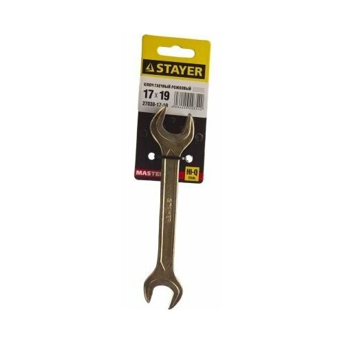 ключ гаечный рожковый stayer master 27038 08 10 Рожковый гаечный ключ 17 x 19 мм, STAYER {27038-17-19}