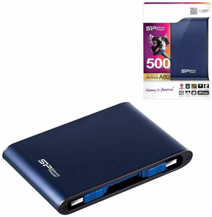 Внешний жесткий диск 2.5" USB3.0 1 Tb Silicon Power Armor A80 SP010TBPHDA80S3B синий - фото №5