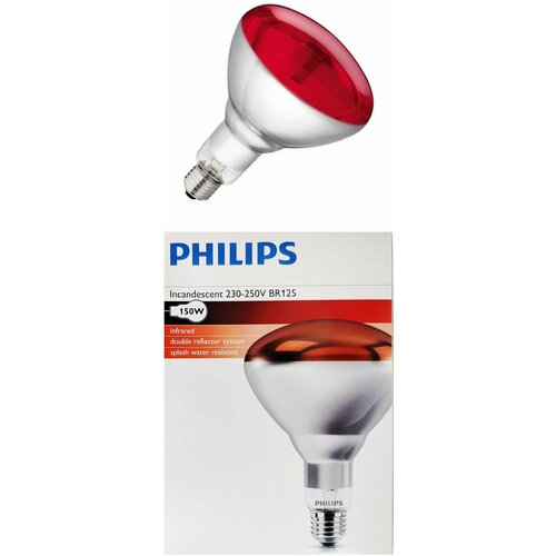 Лампочка Накаливания Philips Гриб R150 150Вт 220В E27 Инфракрасная, упаковка 1шт.