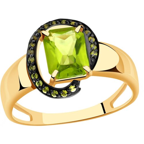 фото Золотое кольцо александра кл2596-5ск-са с фианитом и хризолитом diamant-online