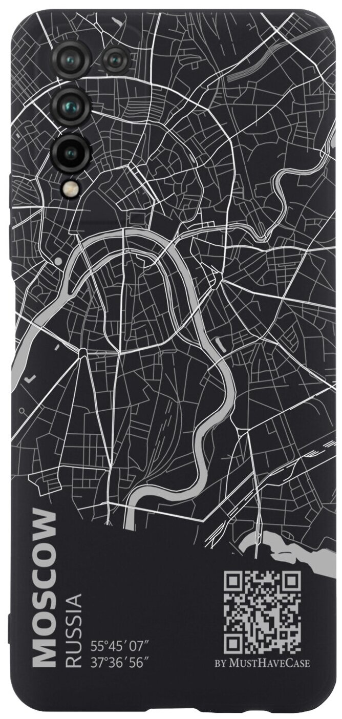 Черный силиконовый чехол MustHaveCase для Honor 10X Lite Карта Москвы для Хонор 10 Икс Лайт