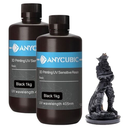 Фотополимерная смола Anycubic Basic UV Resin для 3D принтера 2 кг - Черная (black) 2 литра высококачественная уф светодиодная смола 110 260 в нм лампа для отверждения света для sla dlp 3d принтера фоточувствительные аксессуары