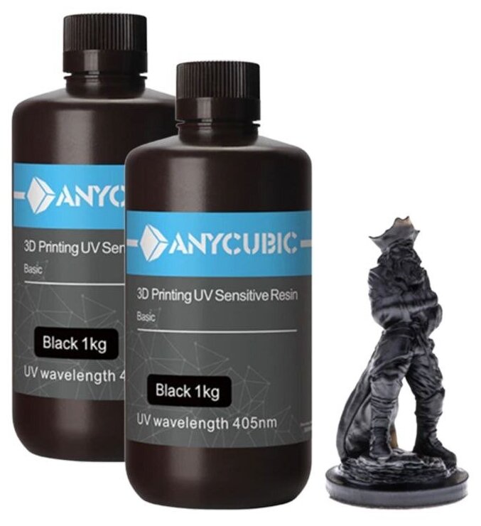 Фотополимерная смола Anycubic Basic UV Resin для 3D принтера 2 кг - Черная (black) 2 литра