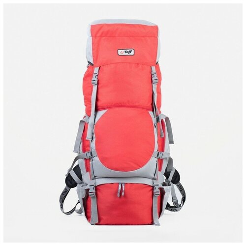 фото Taif рюкзак туристический, 80 л, отдел на стяжке, 2 наружных кармана, 2 боковых кармана, цвет серый/красный