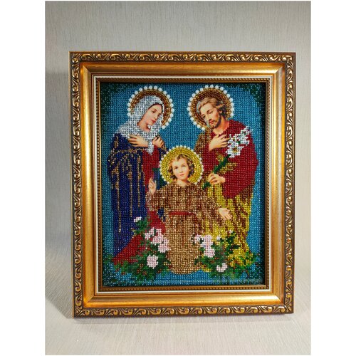 Икона Святое семейство, чешский бисер, багет, стекло 27х23 см. икона beltrami святое семейство 22 1 х 26 8 см