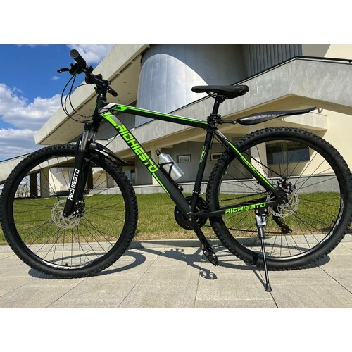 Велосипед алюминиевый горный Richiesto 27 колёса 21 рама черно-зелёный подростковыйвзрослыйженскиймужской 1990000₽