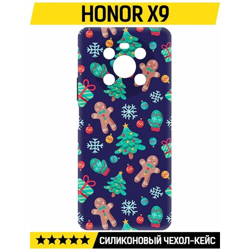 Чехол-накладка Krutoff Soft Case Прянички и елочки для Honor X9 черный чехол накладка krutoff soft case прянички и елочки для huawei nova 11 pro черный