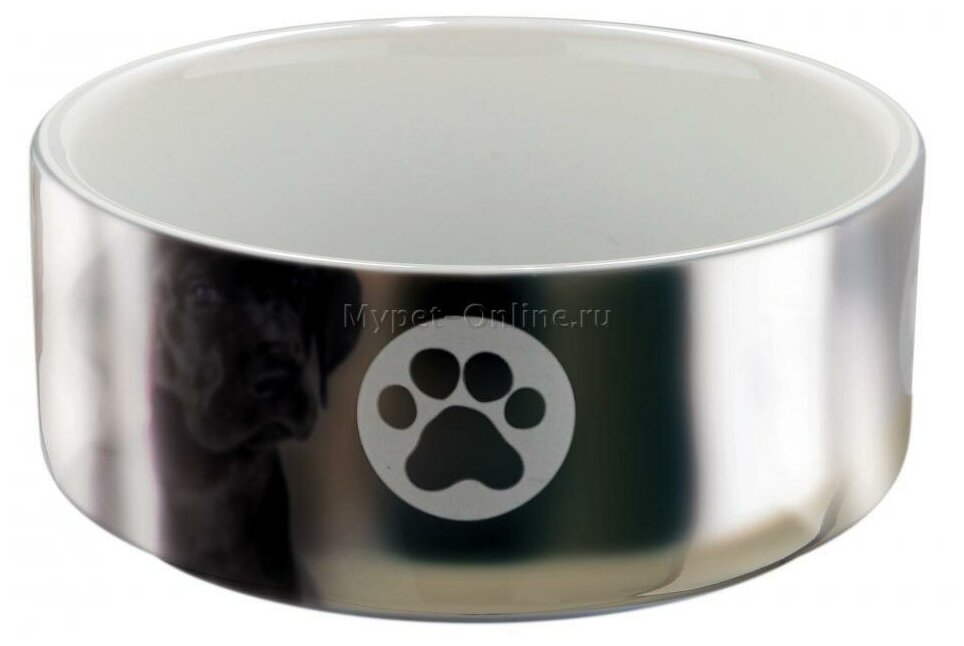 Миска для собак Trixie Ceramic Bowl S, размер 12см, серебряный / белый