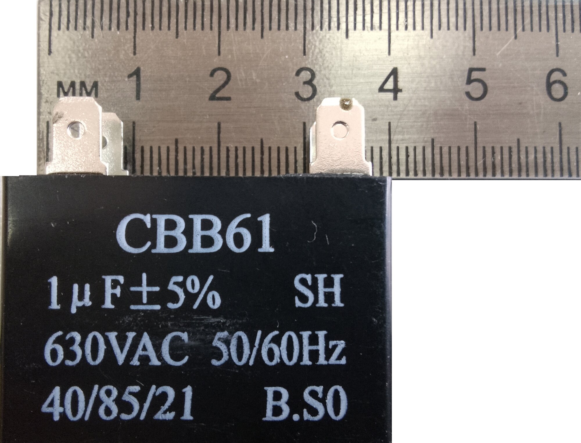 Конденсатор CBB61 SH 1мкф С 630VAC 50/60Hz 25/70/21 S0 (квадрат) для кондиционера (2шт.)