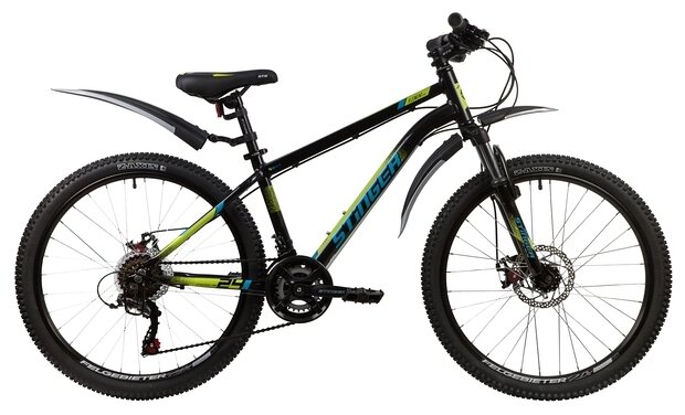 Подростковый горный (MTB) велосипед Stinger Element Evo 24 (2020) с крыльями черный 12" (требует финальной сборки)