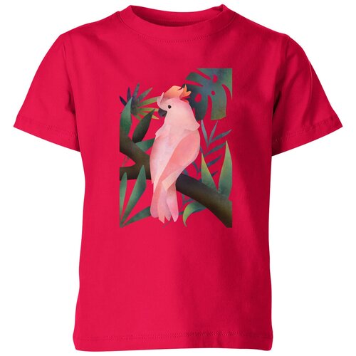 детская футболка розовый попугай какаду 152 красный Футболка Us Basic, размер 4, розовый