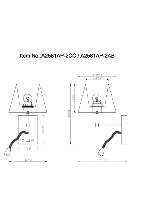 Бра Arte Lamp ELBA A2581AP-2CC - фото №5