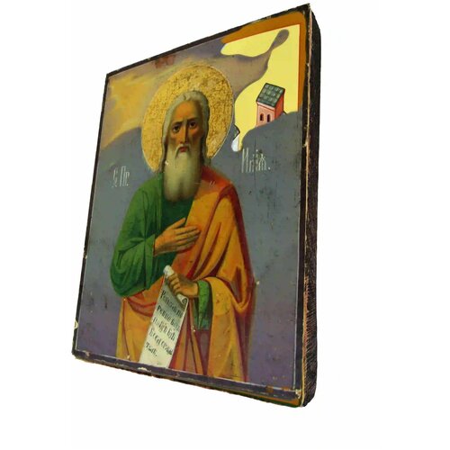 Освященная икона на дереве ручной работы - Святой Илья Пророк, арт И007, 15х20х1,8 см