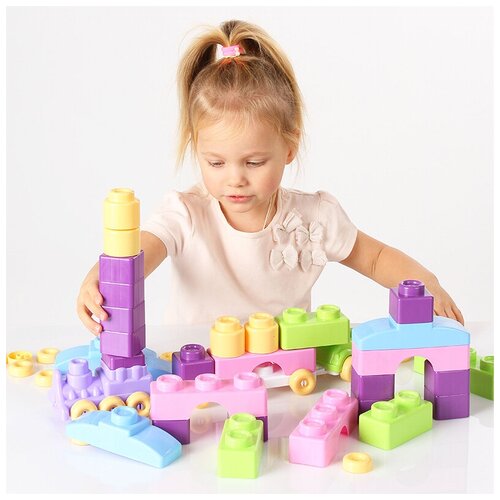 детский развивающий набор для малышей конструктор кноп кнопыч 61 крупных деталей игрушка сортер кубик логический малый Конструктор Биплант Кноп-Кнопыч 11114-61, 61 дет.