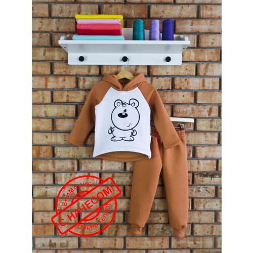 фото Комплект одежды babymaya, худи и брюки, размер 116, коричневый