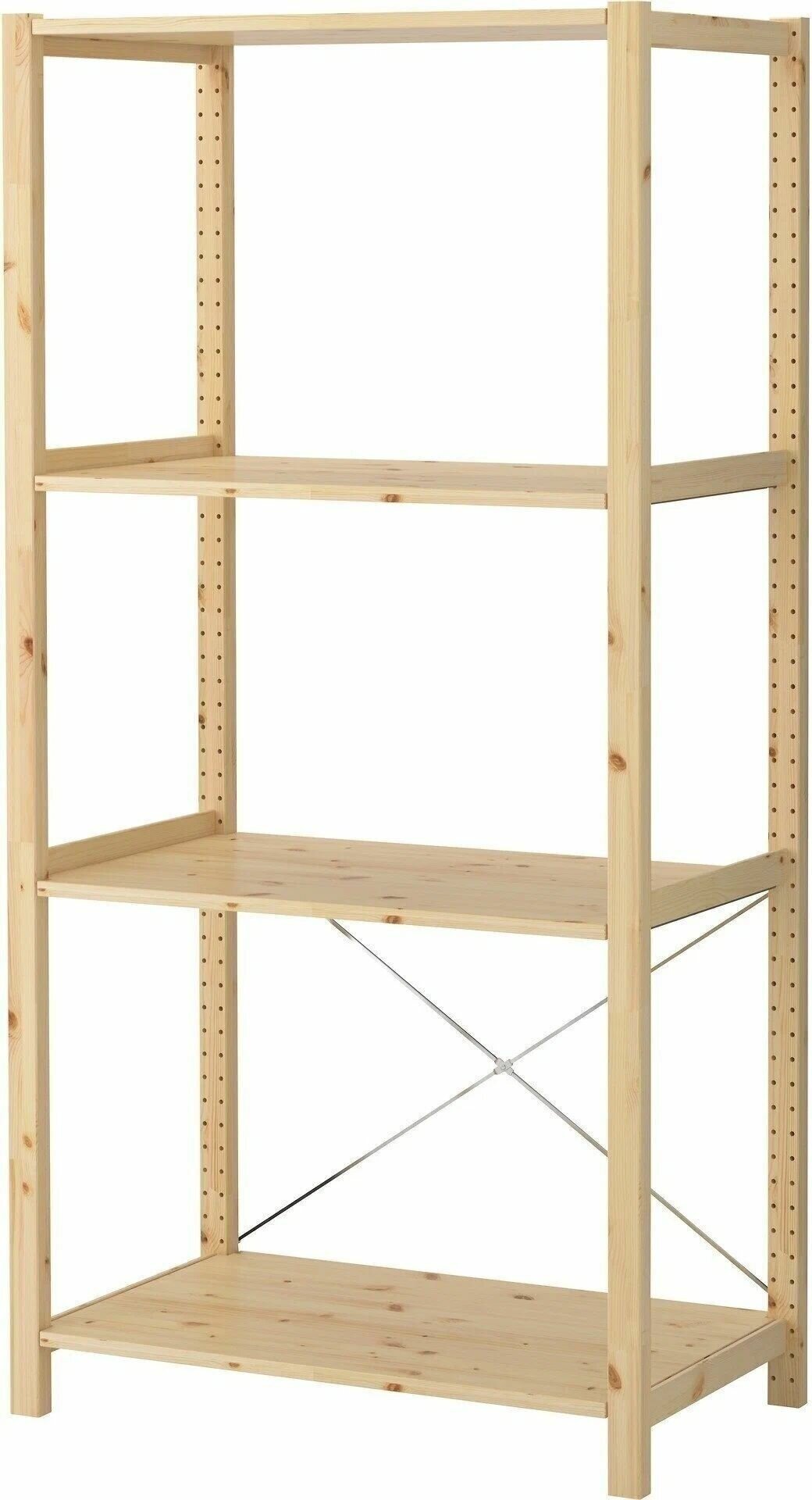 Стеллаж деревянный напольный IKEA Ivar с 4 полками, открытый шкаф Икеа Ивар напольный, 89*50*179 4 полки