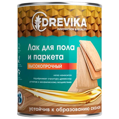 Лак для паркета и мебели Drevika, алкидный, глянцевый, 1,8 кг