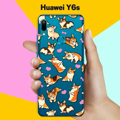 Силиконовый чехол Корги узором на Huawei Y6s 