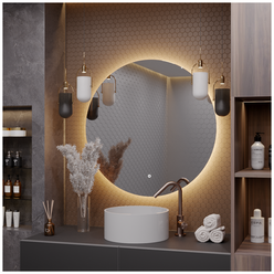 Зеркало круглое "парящее" Муза D80 для ванной с тёплой LED-подсветкой