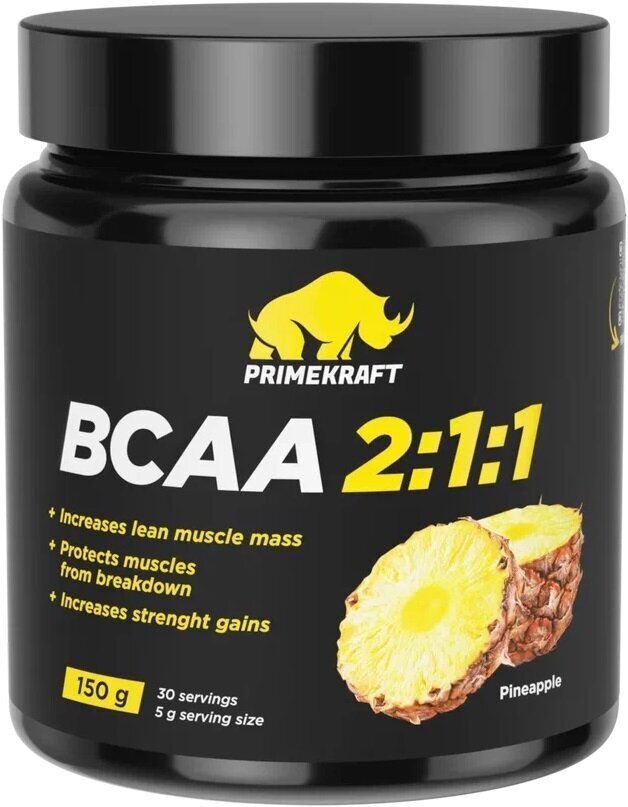 Аминокомплекс, Prime Kraft, BCAA 2:1:1, 150 г, Ананас