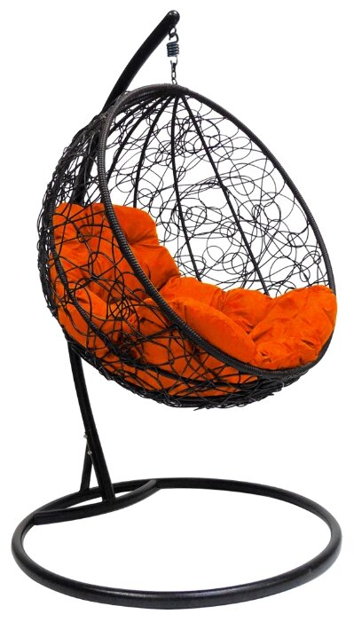 Подвесное кресло «круглое» ротанг черный оранж - фотография № 1