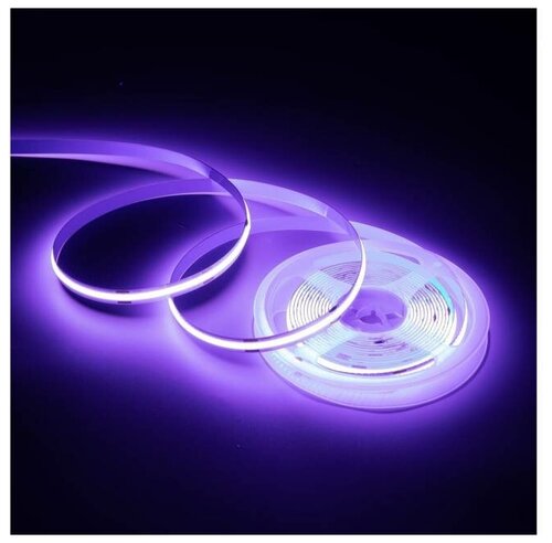 Яркая светодиодная лента Apeyron 00-357 фиолетового цвета свечения с напряжением 24В, 11Вт/м, COB, 352д/м, IP20, ширина подложки 10мм, 5м