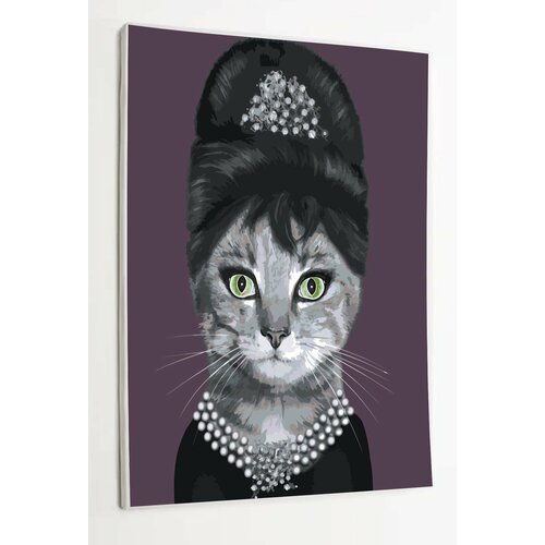 Картина по номерам, Одри Хепберн арт, Кошки
