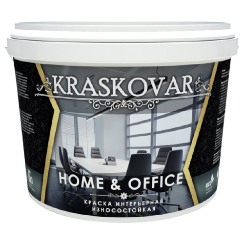 Краска акриловая Kraskovar Home & Office износостойкая матовая белый 9 л