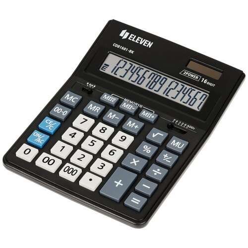 Калькулятор Eleven настольный Business Line CDB1601-BK, 16 разрядов, двойное питание, 155*205*35мм, черный